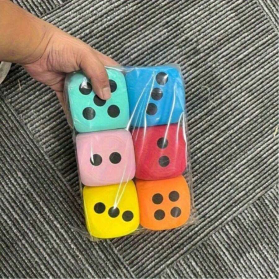 A Set Of 6pcs 38/60/80mm Small Soft Foam Dice - Perfect For Learning And Playing - Suitable For Birthdays, Christmas, New Year,Ramadan Etc,Perfect For Birthdays,Universal Holiday Party Dice Game, Tabletop Game, Fun Accessories, Game Accessories, Party Supplies, Best For Christmas, Giant Dice, Dice, Plush Dice, Board Games, Playing Games With The Family, Large Dice, Dice Tray, Dice Tower, Dice For Games, Family Game Night(Random Delivery Of Styles) - Multicolor - View 1