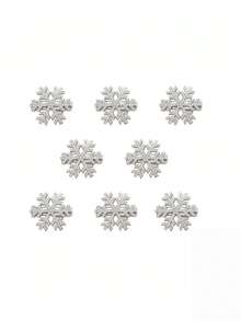 1pc New Fashionable Christmas Snowflake Faux Pearl Side Clip Hair Accessory, Claw Clips, Hair Slide, Hair Barrettes - Silver - View 3