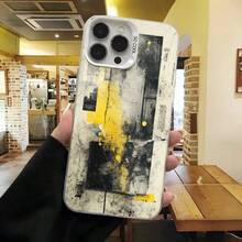Cubierta de telefono con diseño abstracto gris amarillo y negro con texto SO COOL para iPhone estilo urbano moderno ideal para uso diario en cafeterias y espacios urbanos - Negro - Ver 3