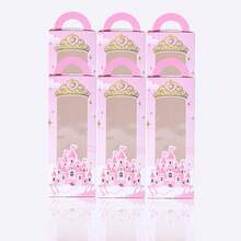 草莓/城堡图案纸盒，6个装和12个装，带透明窗口提手，礼品盒，甜美可爱风格，粉色草莓/城堡图案，长方形透明窗口，适合情人节/生日/派对等场合。 - 彩色 - 查看 12