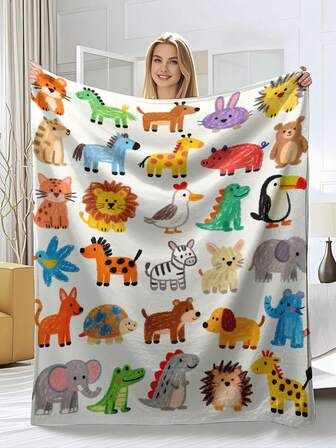 1pc Soft Animal Print Throw Blanket, Couch Blanket, Soft Warm Blanket For Napping, Sofa, Bed, Camping, Travel, All Season Gift Blanket, Office, Home, Sofa, Bed