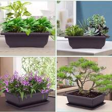 1 Set Square & Rectangular Faux Zisha Flower Pots, Bonsai Pots, Small Planter Pots, Succulent Pots