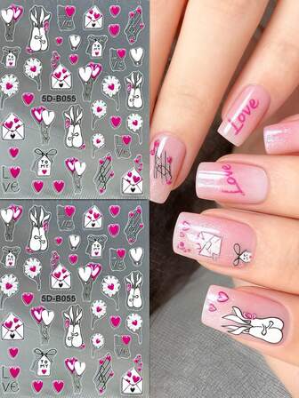 2 Pieces Of Winter Snowflake Relief Nail Art Stickers - Christmas, New Year, Valentine's Day Cartoon Santa Claus, Snowman, Dopamine Hollow Star, Heart, Necklace, Leopard Print, Fireworks, Red Apple, Lion Head, Lucky Bag DIY Art Design, Suitable For Women's Daily, Wedding, Party, Holiday Disposable Adhesive Nail Art Stickers, Cartoon, Cute Theme Style, Easy To Stick Nail Salon Decoration Stickers