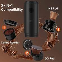 1pc Portable Espresso Machine | Electric Coffee Machine - Travel Coffee Machine, Self Heating Function, USB-C Charging, Compatible With Capsules And Ground Coffee, Suitable For Camping, RV And Office Use - Multicolor - View 6