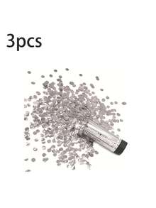 3pcs Colorful Paper Confetti Poppers, Multicolor Paper Confetti Hand-Held Twist Poppers, Party Decorations For Graduation, Wedding, Birthday, Gender Reveal, New Year, Mother's Day, Graduation Ceremony And Other Occasions - Silver - View 8