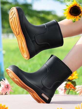 1 Pair Outdoor Fashion Short Rain Boots, Waterproof, Anti-Slip, Suitable For Kitchen Work, Winter