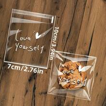 Khoảng 100 túi quà tặng tự dính hình trái tim trong suốt 4 trong 1, in hình câu nói truyền cảm hứng - Túi quà tặng bằng nhựa, thích hợp cho sinh nhật, đám cưới, ngày lễ - Túi đựng quà nhỏ tái sử dụng, túi quà tặng, túi quà tặng ngày lễ, thiết kế hình trái tim, túi tự dán. - Trong sáng - Xem 4