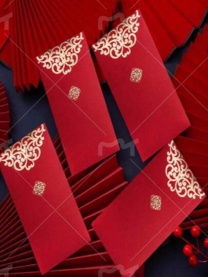 5PCS/10PCS/20PCS/30PCS/50PCS/100PCS Chinese Style Creative Gold Foil Red Envelopes, Chinese New Year Lucky Money Envelopes For 2025 Year Of The Snake Decorations, Lunar New Year Supplies, Spring Festival Red Packets, Lunar New Year Envelopes 2025, Lunar New Year Snake Year Envelopes, Chinese Gift Money Bags, Lucky Red Packets, Large Office Envelopes, Chinese Red Envelopes, Suitable For Lunar New Year, Spring Festival, Birthday, Wedding, Party Blessings
