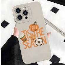 2026 nueva funda de teléfono mate, Funda de Teléfono Es la Temporada Diseño de Calabaza Café Balón de Fútbol Otoño para iPhone 17 15 Pro Max 14 13 12  Galaxy S24 S23 S22 S21 Funda de Teléfono Regalo de Pareja para Él y Ella Regalo de Vacaciones - Blanco antiguo - Ver 2