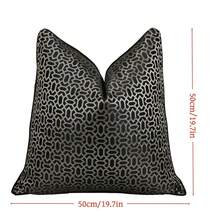 1pc Black Gold Geometric Pillow Case Room Decor Jacquard Cushion Cover 30x50 45x45 50x50 Design Sofa Pillow Cover Bedroom Livingroom Decorative Pillowcase - Black - View 9