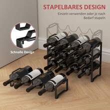 HOMCOM Wine Bottle Rack For 16 Bottles, Metal Storage Bottle Holder, Wine Rack For Kitchen, Dining Room, Black | Impressive. - 1 - View 5