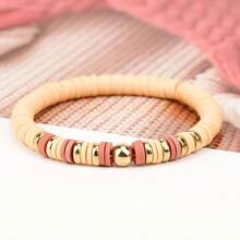Beads Bracelets, Clay Beads Bracelat Making Kit Golden Beads Crafts Stocking Stuffers Decorations Charms Jewelry Making, Gifts Teen Age 6 - 12 - 黃金奶摩卡 - 查看 5