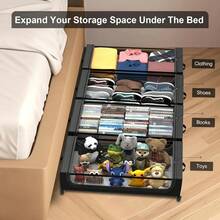 Underbed Lockers With Wheels And Lids-Space - Saving Pull - Out Storage Containers For Shoes And Clothes.Ideal For Dorm Bedrooms - Multicolor - View 4