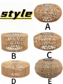 1pc Wicker Lamp Shade, Small Lamp Shade (Shade Only), Vintage Small Rattan Lamp Shade Replacement, Suitable For Floor Lamp, Pendant Light, Table Lamp, Wall Lamp, Christmas Gift, Living Room Lighting, Desk Lamp - Multicolor - View 3