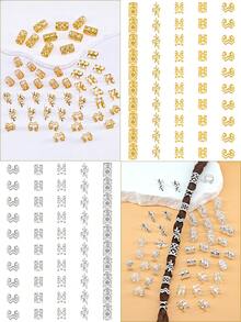 100 hạt cài tóc mini kiểu Bohemian, vòng tóc rỗng cổ điển, kẹp tóc bằng hợp kim, phụ kiện tóc, trang sức tóc tết - Phối màu - Xem 4