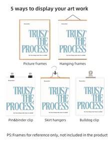 1张无框“相信过程”海报，蓝色极简主义字体，积极励志语录印刷品，宿舍装饰，酷炫公寓美学励志墙画，生日礼物，送给朋友，办公室装饰，无框积极海报，卧室墙画，时髦字体印刷品 - 彩色 - 查看 8