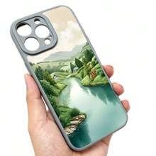 Compatible con 17 16 15 14 13 12 11 y 12 13 Plus Pro, diseño de paisaje de valle de río gris de la naturaleza para uso al aire diario - Colores mezclados - Ver 4