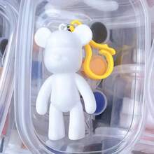 DIY Graffiti Fluid Bear Keychain, Bunny With Long Ears, Little Alien, DIY Creation Materials, Hand-Painted White Blank Graffiti Toy Set (Random Style) (Random Accessory Color) - Multicolor - View 3