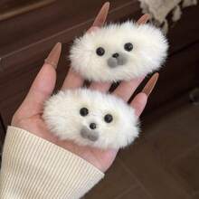 Cute Plush Seal Hair Clips, Super Cute And Simple Girl's Hair Accessories, Side Duckbill Clip Broken Hair Bangs Hair Accessories, Hair Clips - 絨毛海豹1個 - 查看 3