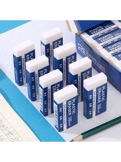4pcs Soft & Easy To Clean 2B Plastic Erasers - White, 0.74*1.49inch,Mini Portable Size,Rectangular, PVC Material, Ideal For Art And Craft Projects, Crafting Supplies | Rectangular Erasers | Smooth Texture, Erasers For Pencil