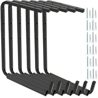 6 Pack Wall Mounted Overhead Garage Storage Hooks 13.8 Inch Utility Ceiling Storage Rack Heavy Duty Hangers And Organizer For Ladder Wood Tools Garden Hose And Bike