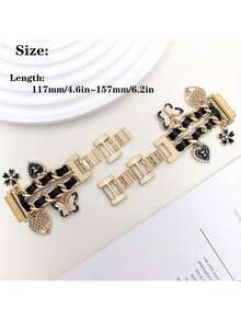 [Jewelry Bracelet Watch Band] Charming Pendant Synthetic Leather & Stainless Steel Watch Band Compatible With Apple Watch 38/40/41/42/44/45/46/49mm (Ultra 3/2/1 Series 1-10 & SE), Galaxy Watch7/6/5/4 (40/44mm), Watch 4 Classic (42/46mm), Watch 3 (41mm), Active 2, Gear S2 Classic - Folding Buckle - Gift Idea, Decorative Accessory, Suitable For Birthday, Party, Daily Wear - Multicolor - View 9