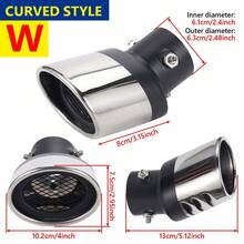 1.5" - 2.1" Stainless Steel Bolt-On Car Exhaust Muffler Tip, Silver