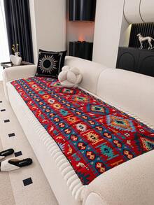 1件装绗缝绒面沙发套，纯色北欧风沙发垫，加厚3D立体蓬松沙发套，冬季保暖防滑防刮沙发保护套，适用于客厅、卧室、书房，适合带扶手和靠背的1/2/3/4座沙发 - 紅色 - 查看 3