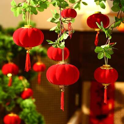 30pcs - Lanterns, Diameter 3.8 Cm, Height Suitable For Chinese New Year, Home, Garden, Tree And Potted Plant Decoration, Festival Chinese New Year Decorations For Hanging On Trees And Table Decorations, Suitable For Chinese New Year, Weddings, Home And Garden Decoration