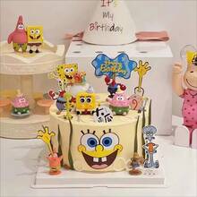 Spongebob Cake Topper, Patrick Star Cartoon Plush Doll, Cute Spongebob Birthday Party Cake Decorations