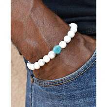 Mens Natural Stone Beaded Bracelets 8MM Stretch Adjustable Tiger Eye, Matte Agate, Lava Rock Beaded Bracelet Set For Men Gifts,2 - 2 - 查看 3