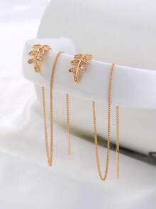 Nooxian 1 Đôi bông tai xỏ lỗ tua rua hình lá - vàng vàng - Xem 6