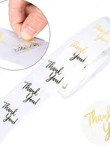 500pcs/Roll Transparent 'Thank You' Stickers, Minimalist And Practical Multipurpose - 多色 - 查看 5