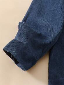 大码女式复古灯芯绒翻领宽松单排扣长袖连衣裙开衫，冬季服装，女士冬季外套