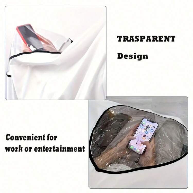 专业理发师披肩前片 - 结实耐用的沙龙披肩带，黑色饰边，白色后片 - 理发师和顾客的理想礼物 - 易于清洁的设计 - 卫生美发屏障 - 圣诞礼物 - 透明结实的理发师披肩，适合理发师和造型师 - 持久耐用，实用性强，理发师服装，超大号美发披肩，理发店披肩，理发店配件 - 彩色 - 查看 5