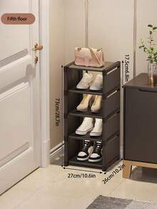 1pc Black 3/4/5/6/7 Tier Shoe Rack, Multi-Layer Home Minimalist Shoe Cabinet, Dustproof Shoe Box, High Capacity Indoor Home Shoe Organizer