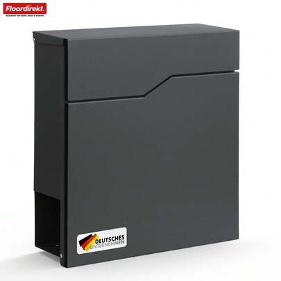 Floordirekt Briefkasten Jean - Mit Zeitungsfach - Modern & Abschließbar - mit großer Einwurfklappe - Deckel und Zeitungsfach - in Anthrazit