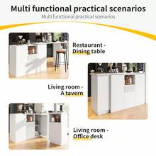 Mmm 360° Rotating Coffee Table (Main Body 210 X 30 X 0.9), Modern And Simple White Design, With Open Storage And Dearmol Countertop, Multifunctional Storage Island