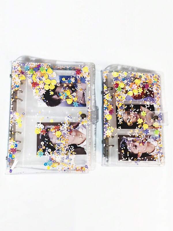 彩色A5/A6活页夹套装，PVC活页环照片收藏册套装，透明六孔封面，兼容A5/A6纸张，便携式收纳整理盒，适用于学校、办公室、剪贴簿、日记本，办公学习必备用品