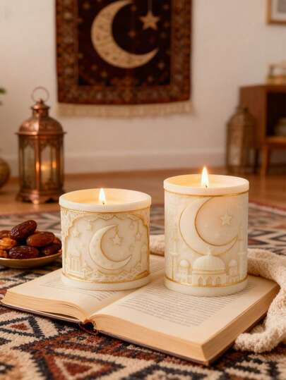 Islamic Ramadan Candle Mold - Moon And Star Design With Spire, Easy To Clean Silicone Mold, Suitable For Resin Crafts In Houses, Heat Resistant And Durable, Perfect Gift For Ramadan, Candle Making Supplies, Easy To Demould