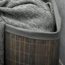 HOMCOM 55L Square Bamboo Laundry Basket With Lid And Bag, 38 X 38 X 57 Cm, Grey