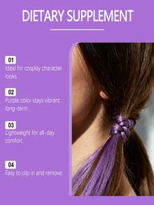 EELHOE 1pc Purple Braided Hair Extension, Natural & Convenient For Daily & Festival Styling - Multicolor - View 5