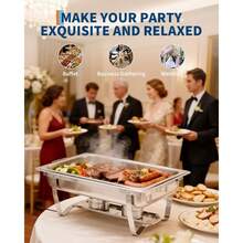 mteryoing 2/4/6 Pack Rectangular Chafing Dish, Single Compartment Stainless Steel Buffet Warmer Set, Complete Food Server For Catering, Wedding Events, Home Parties - 6 件裝 - 查看 4