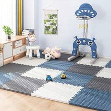 Tapete para Ejercicio, tapete para, Piso para Gym para de Espuma EVA, Tapete Foamy con 3 Colores para Yoga, Gym y Hogar (30 * 30 * 1CM) Noóxico, Antideslizante - ‎Azul+Blanco+Gris - Ver 9