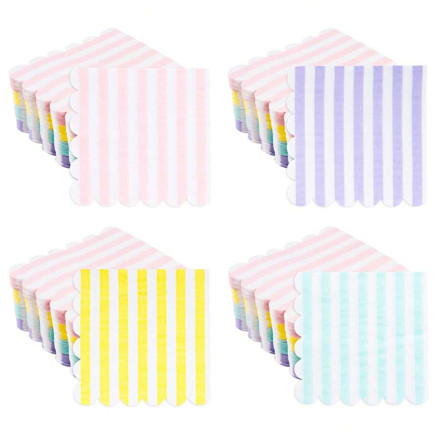 20Pcs Disposable Cocktail Napkins, 5 X 5 Inches, 2-Ply, Scalloped Edge, For Dinner Wedding Birthday Party Bridal Anniversary Reception Event - Multicolor - View 1