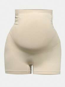 Maternity High Waist Belly Support Shorts, With Expandable Abdominal Support Panel, Suitable For Prenatal Yoga - Beige - View 5