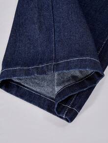 少女日常通勤休闲宽松阔腿牛仔裤 - 藍色 - 查看 9