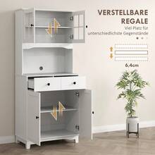 HOMCOM Kitchen Cabinet With Glass Doors, 2 Drawers, Dish Cabinet, Dining Room Cabinet, Wood, 68 X 39.5 X 170, White - 1 - View 6