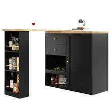 360° Rotating Standing Desk (105 X 39 X 102 Frame) With 4 Drawers And Open Shelves, Suitable For Dining Room/Office/Living Room, White - Black + MDF - View 4