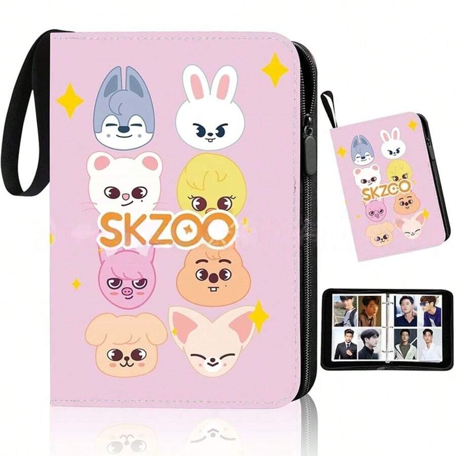 Korean KPOP SKZ Card Binder Card Book, 4 Pockets, Up To 400 Cards, Cute Photo Album, Suitable For Stay Fans - 粉色 - 查看 1
